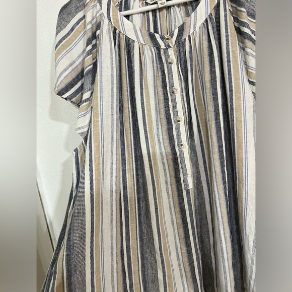 Zac and Rachel tunic linen blend top stripe blue size L - Picture 4 of 6